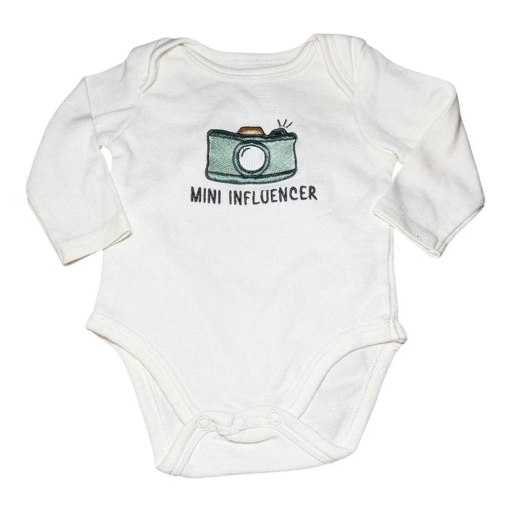 Modern Aesthetic Minibean Outfit Set 0-3M White Green Mini Influencer 3pc‎